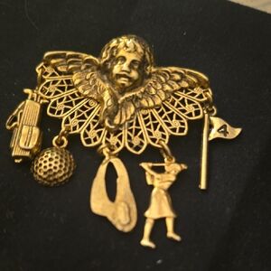 Gold Angel Golf Brooch
